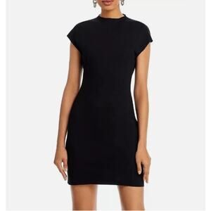 AQUA Ponte Knit Sheath Mini Dress Size M Black Bodycon Fitted Going Out NWT